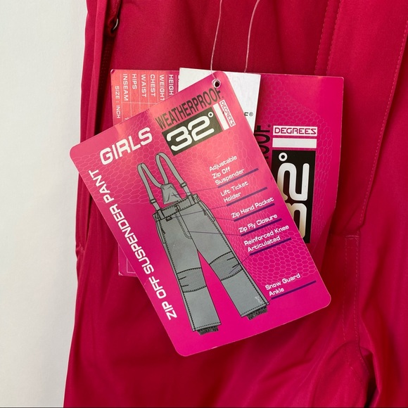 32 Degrees Girls Zip off Suspender Pink Pant 10/12 - Picture 4 of 10